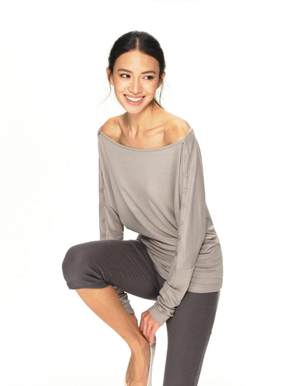 kvkv Asymmetric One Shoulder Open Back Button Detail Loose Women&
