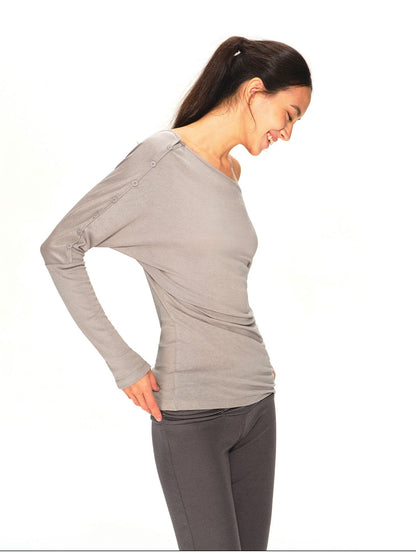 kvkv Asymmetric One Shoulder Open Back Button Detail Loose Women&