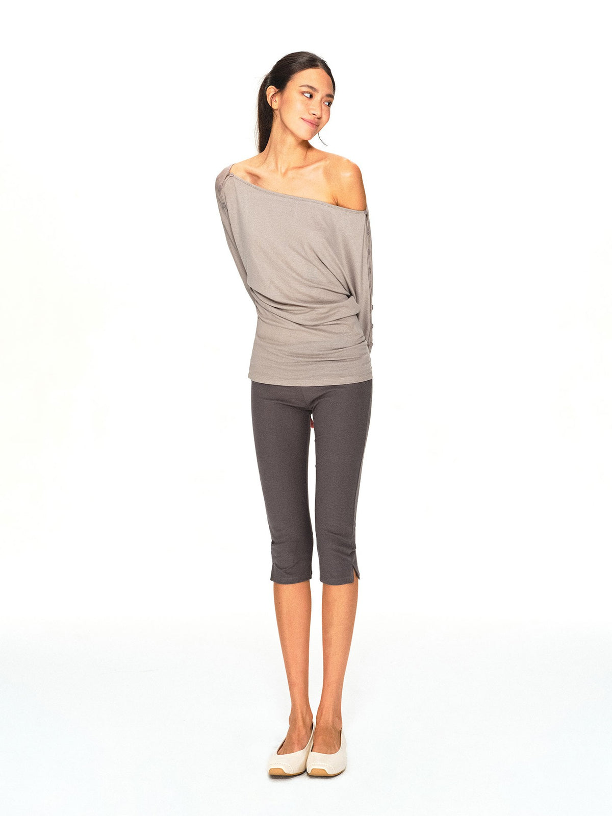 kvkv Asymmetric One Shoulder Open Back Button Detail Loose Women&