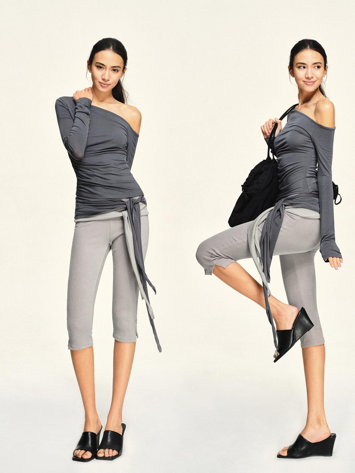kvkv Asymmetric One Shoulder Ruched Ribbon Spliced Lyocell Women&