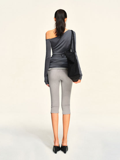 kvkv Asymmetric One Shoulder Ruched Ribbon Spliced Lyocell Women&