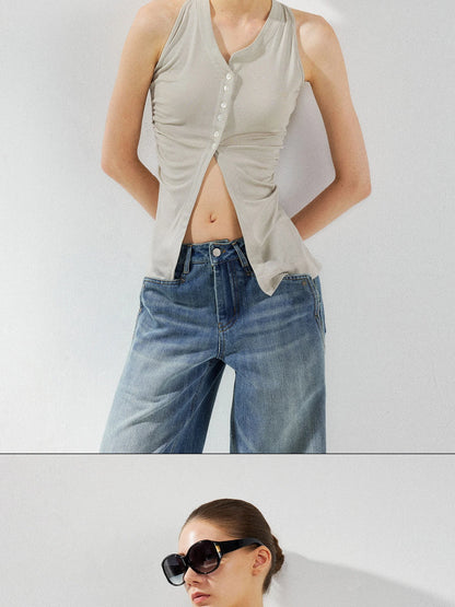 kvkv Asymmetric Pleated Lyocell Camisole Top