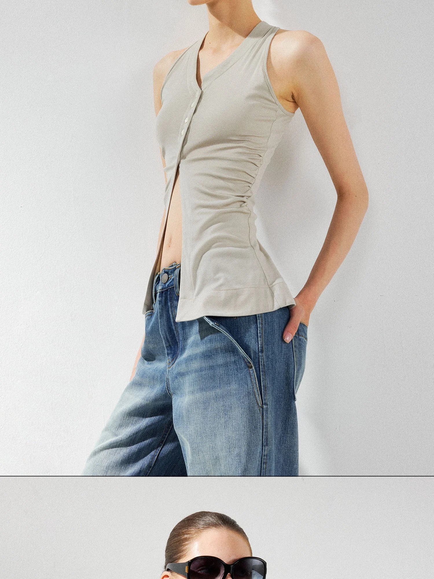 kvkv Asymmetric Pleated Lyocell Camisole Top