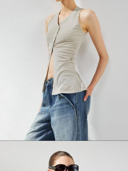 kvkv Asymmetric Pleated Lyocell Camisole Top