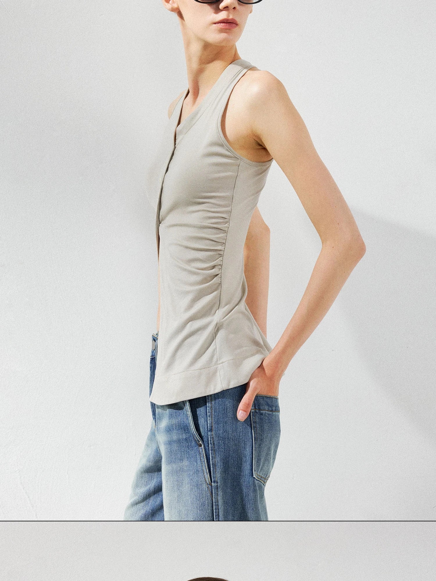 kvkv Asymmetric Pleated Lyocell Camisole Top