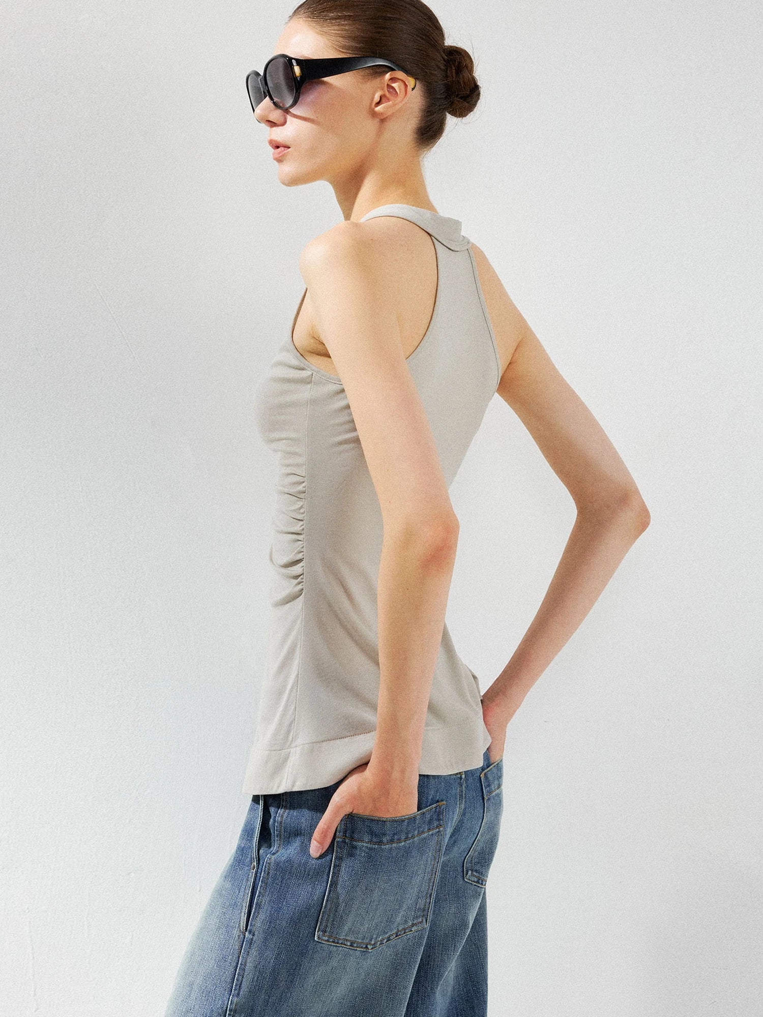 kvkv Asymmetric Pleated Lyocell Camisole Top
