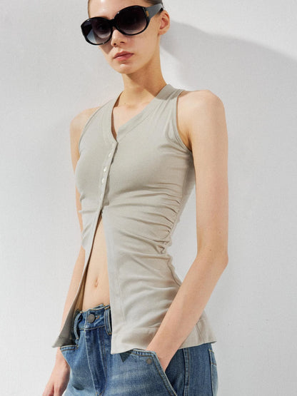 kvkv Asymmetric Pleated Lyocell Camisole Top