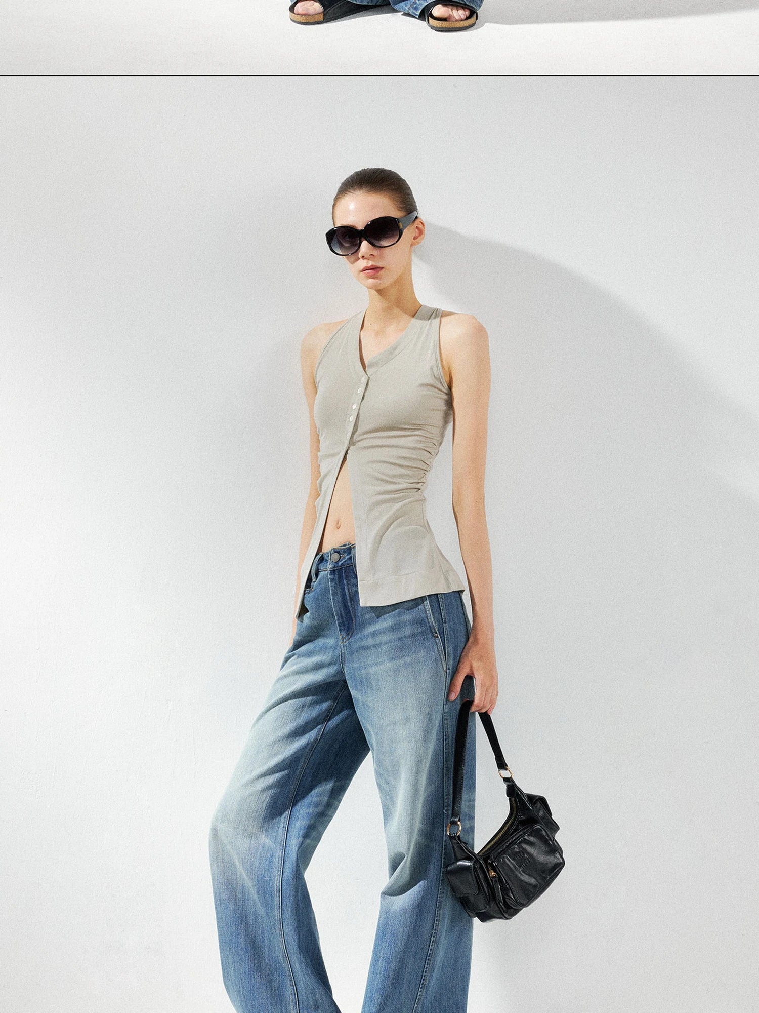 kvkv Asymmetric Pleated Lyocell Camisole Top
