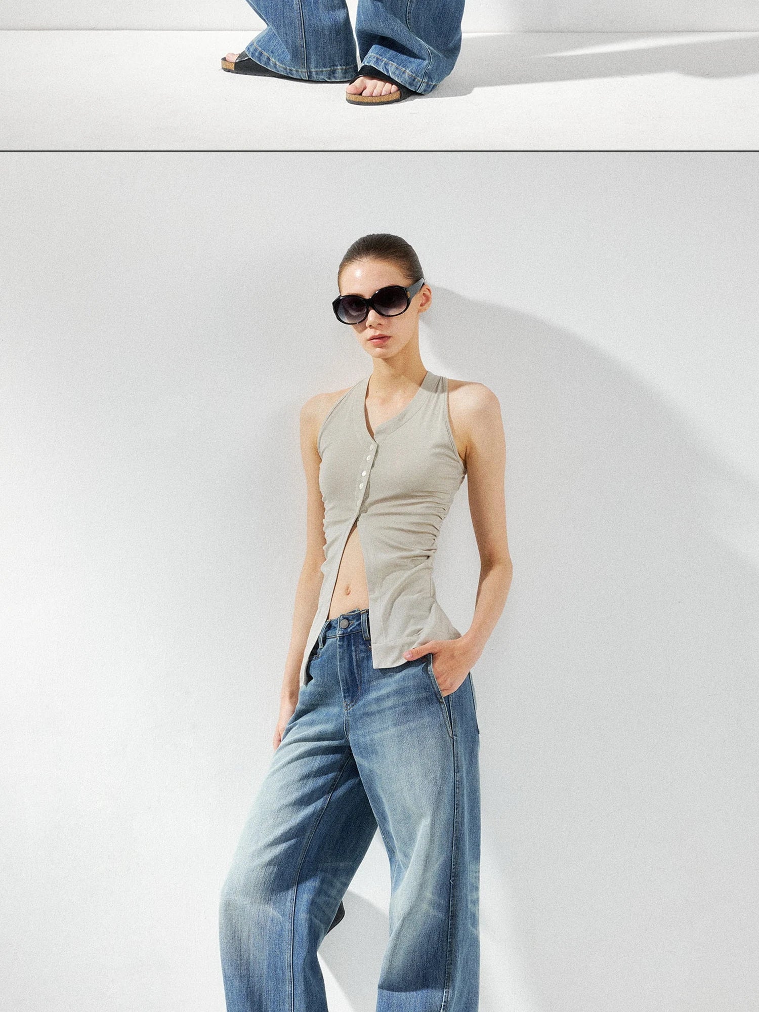 kvkv Asymmetric Pleated Lyocell Camisole Top