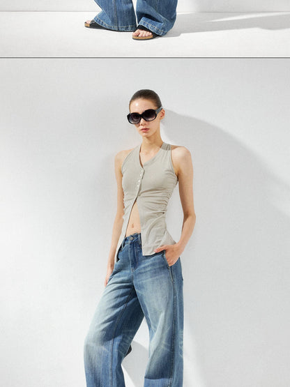kvkv Asymmetric Pleated Lyocell Camisole Top