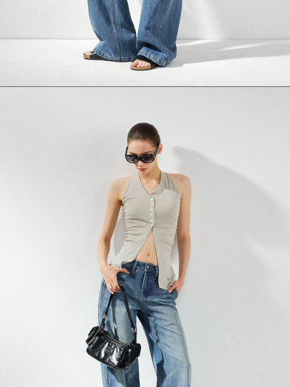 kvkv Asymmetric Pleated Lyocell Camisole Top