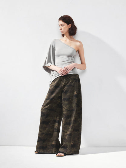 kvkv Asymmetric Sleeveless Single Shoulder Ribbed Top