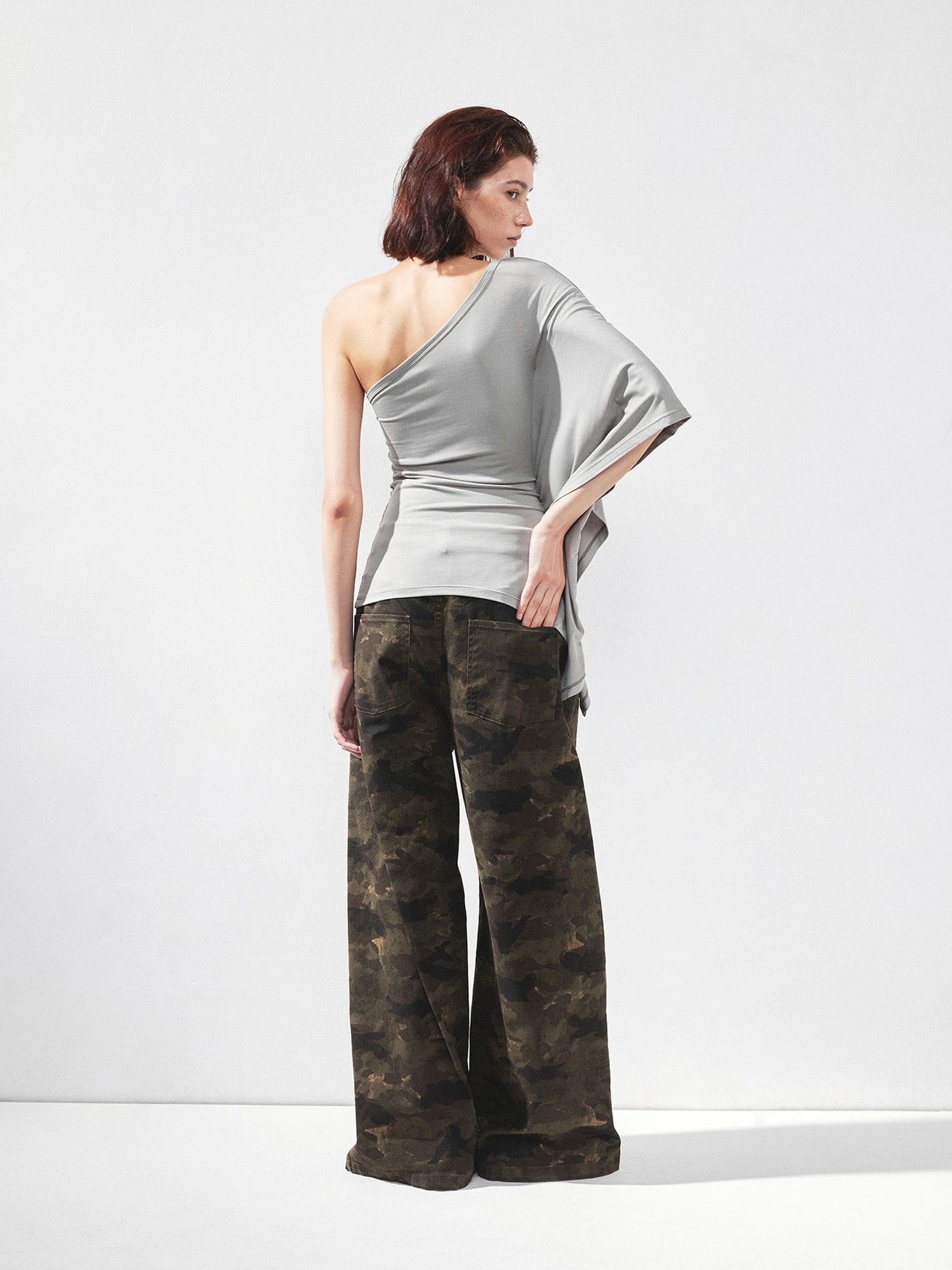 kvkv Asymmetric Sleeveless Single Shoulder Ribbed Top