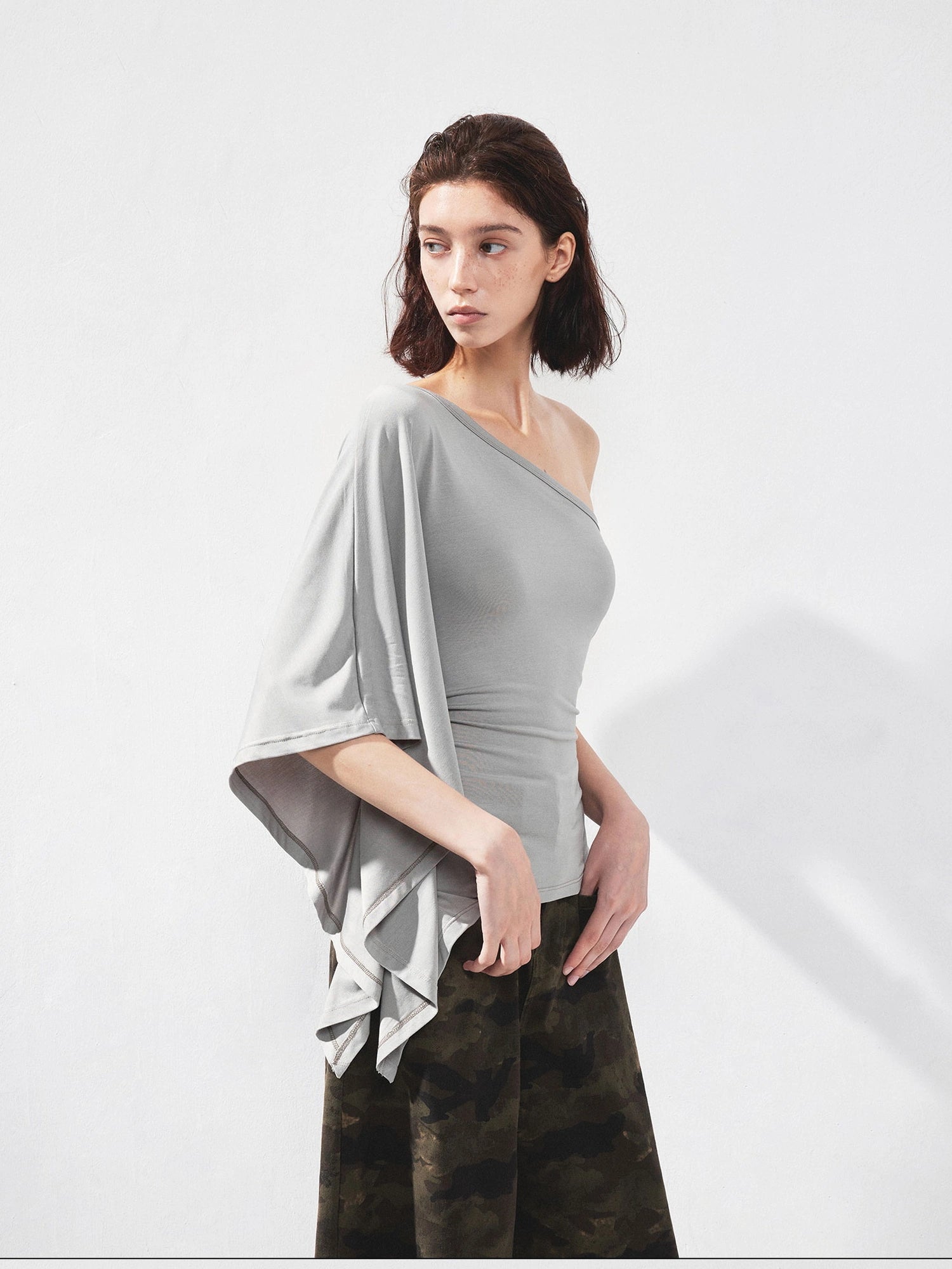 kvkv Asymmetric Sleeveless Single Shoulder Ribbed Top