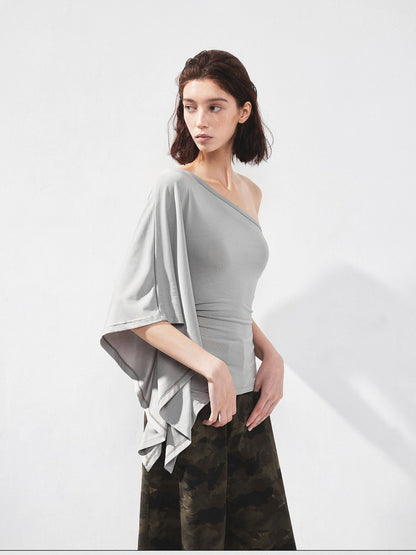 kvkv Asymmetric Sleeveless Single Shoulder Ribbed Top