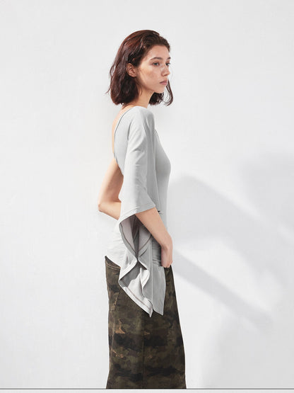 kvkv Asymmetric Sleeveless Single Shoulder Ribbed Top
