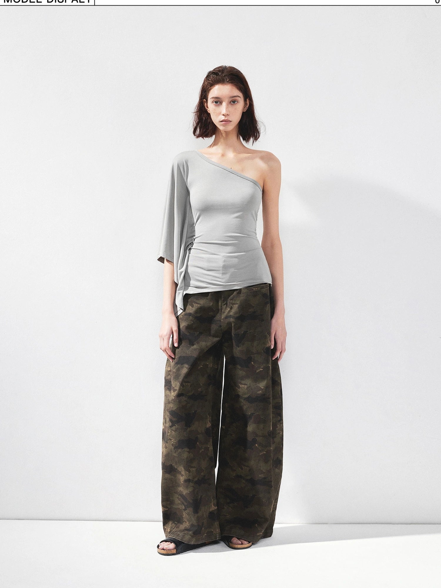 kvkv Asymmetric Sleeveless Single Shoulder Ribbed Top