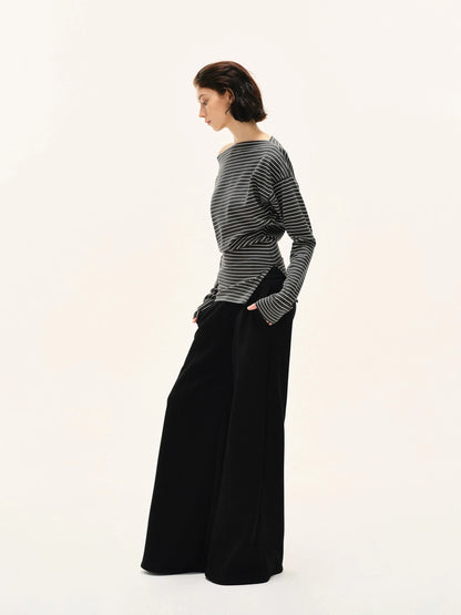 kvkv Asymmetric Stripe Cut Out Top