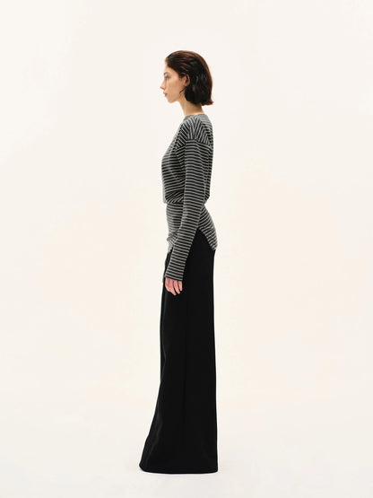 kvkv Asymmetric Stripe Cut Out Top