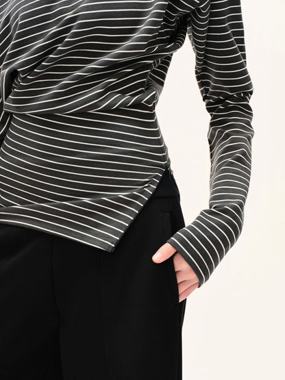 kvkv Asymmetric Stripe Cut Out Top