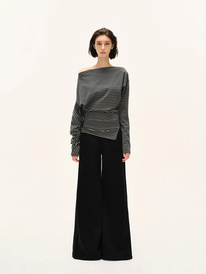 kvkv Asymmetric Stripe Cut Out Top