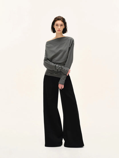 kvkv Asymmetric Stripe Cut Out Top