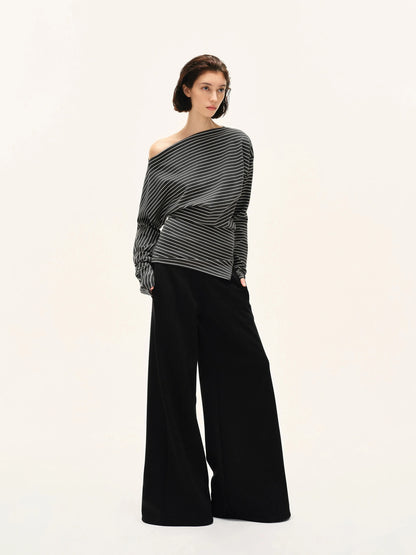 kvkv Asymmetric Stripe Cut Out Top