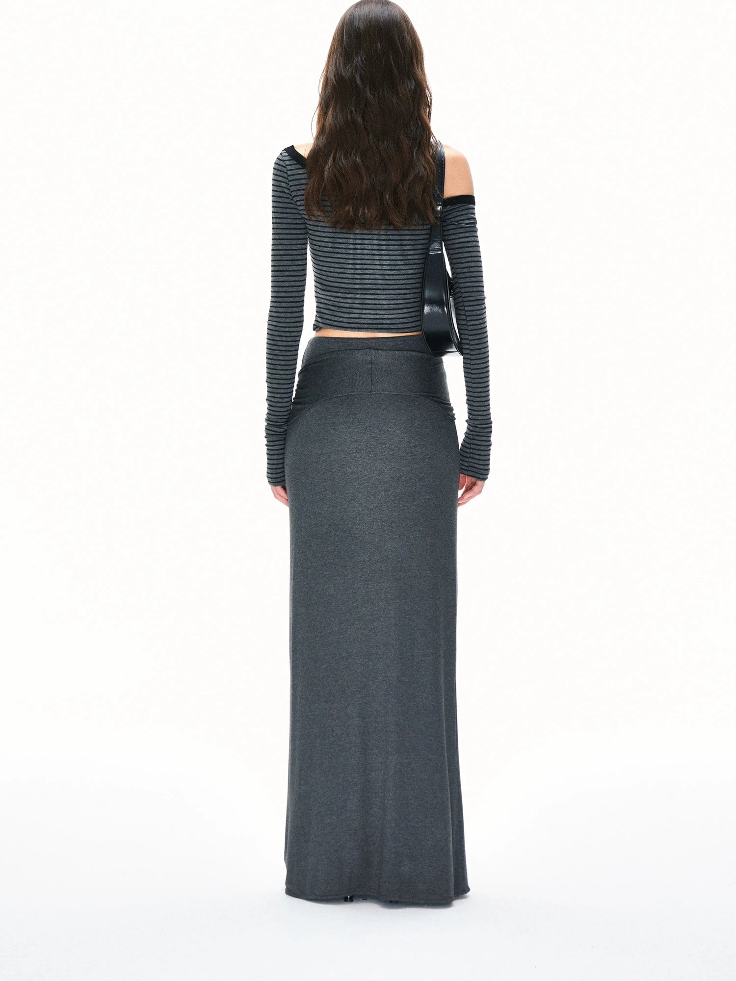 kvkv Asymmetric Stripe Fitted Long Sleeve Top
