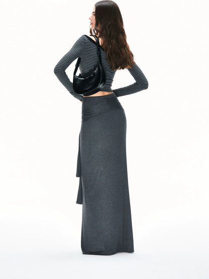 kvkv Asymmetric Stripe Fitted Long Sleeve Top