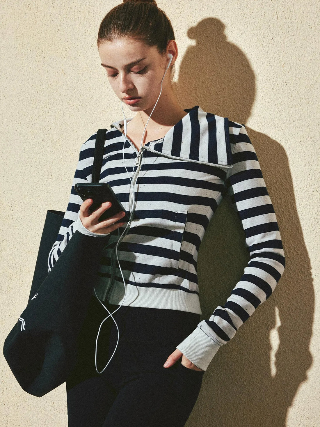 kvkv Asymmetric Stripe Hooded Sweatshirt