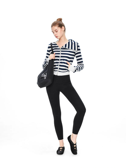 kvkv Asymmetric Stripe Hooded Sweatshirt