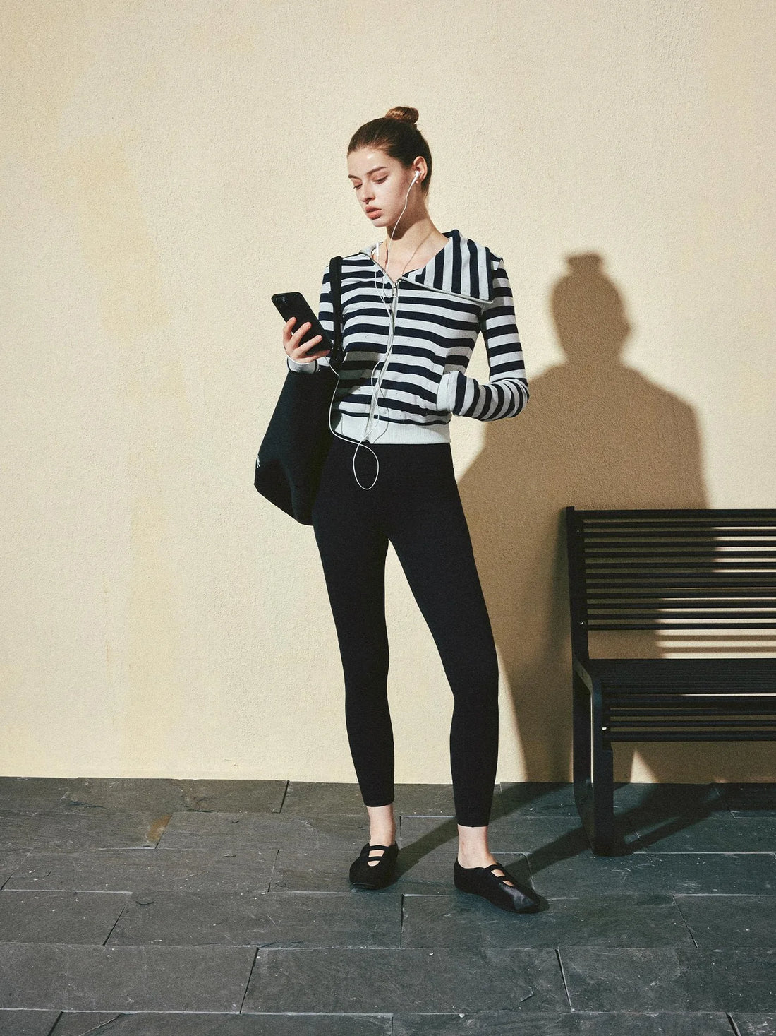 kvkv Asymmetric Stripe Hooded Sweatshirt