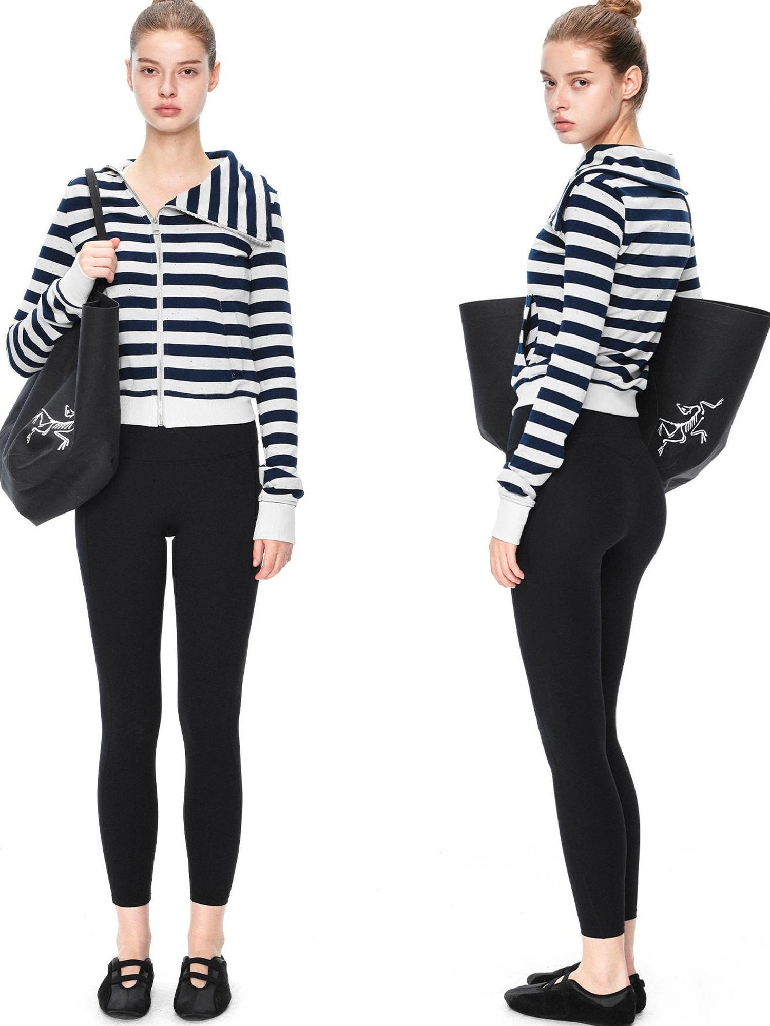 kvkv Asymmetric Stripe Hooded Sweatshirt