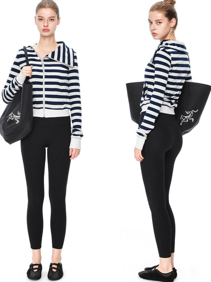 kvkv Asymmetric Stripe Hooded Sweatshirt