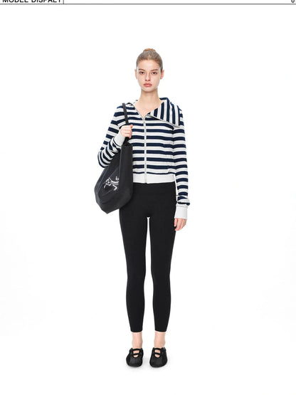 kvkv Asymmetric Stripe Hooded Sweatshirt