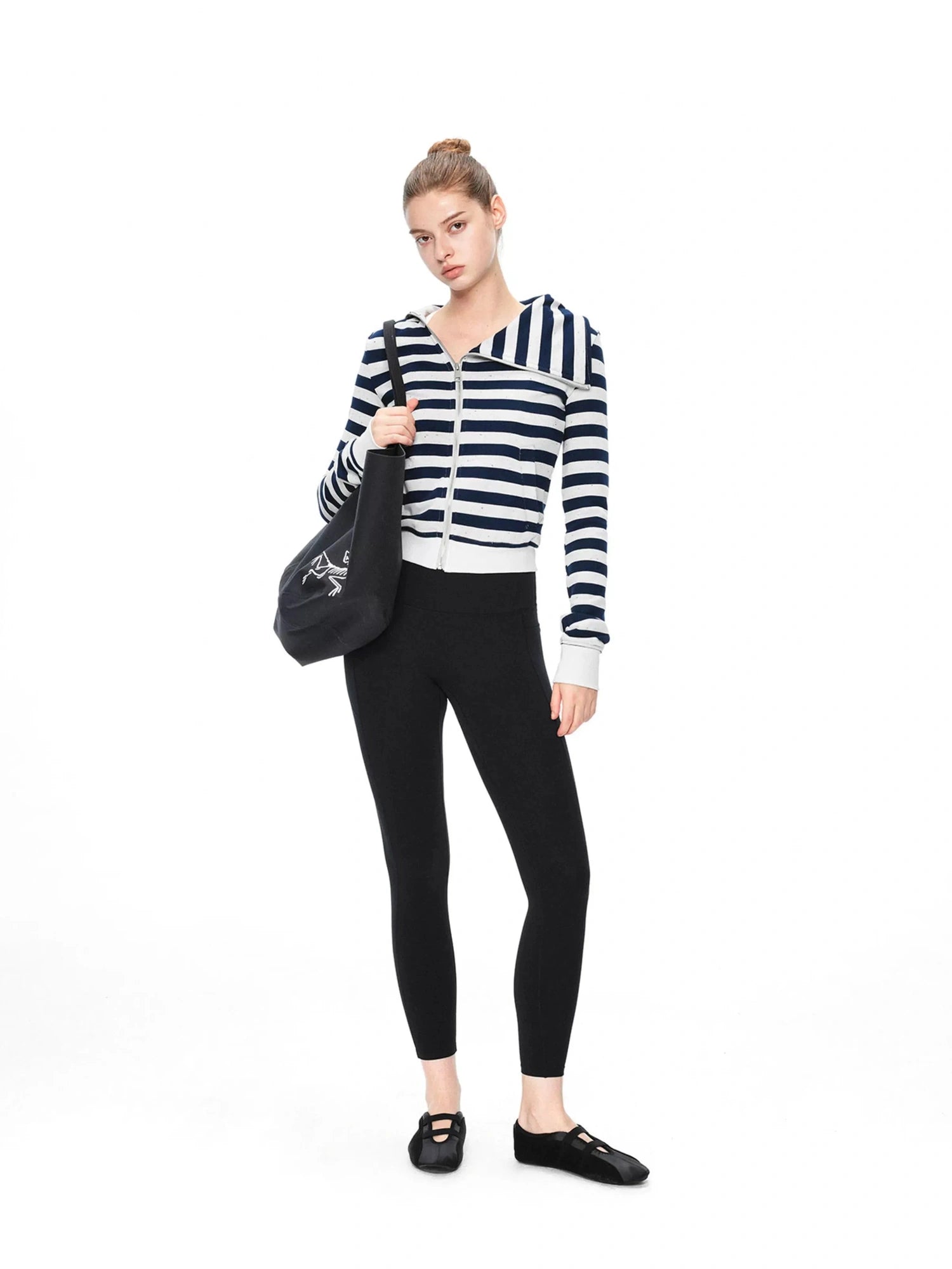 kvkv Asymmetric Stripe Hooded Sweatshirt