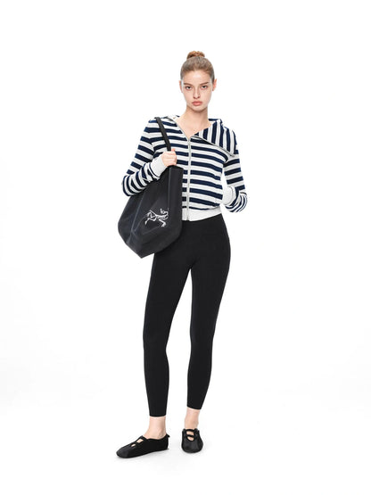 kvkv Asymmetric Stripe Hooded Sweatshirt