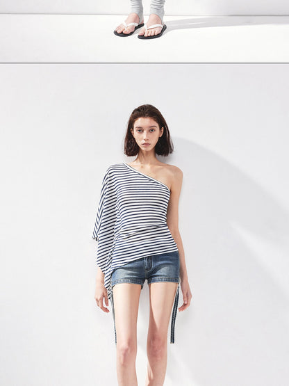 kvkv Asymmetric Stripe Sleeveless Top