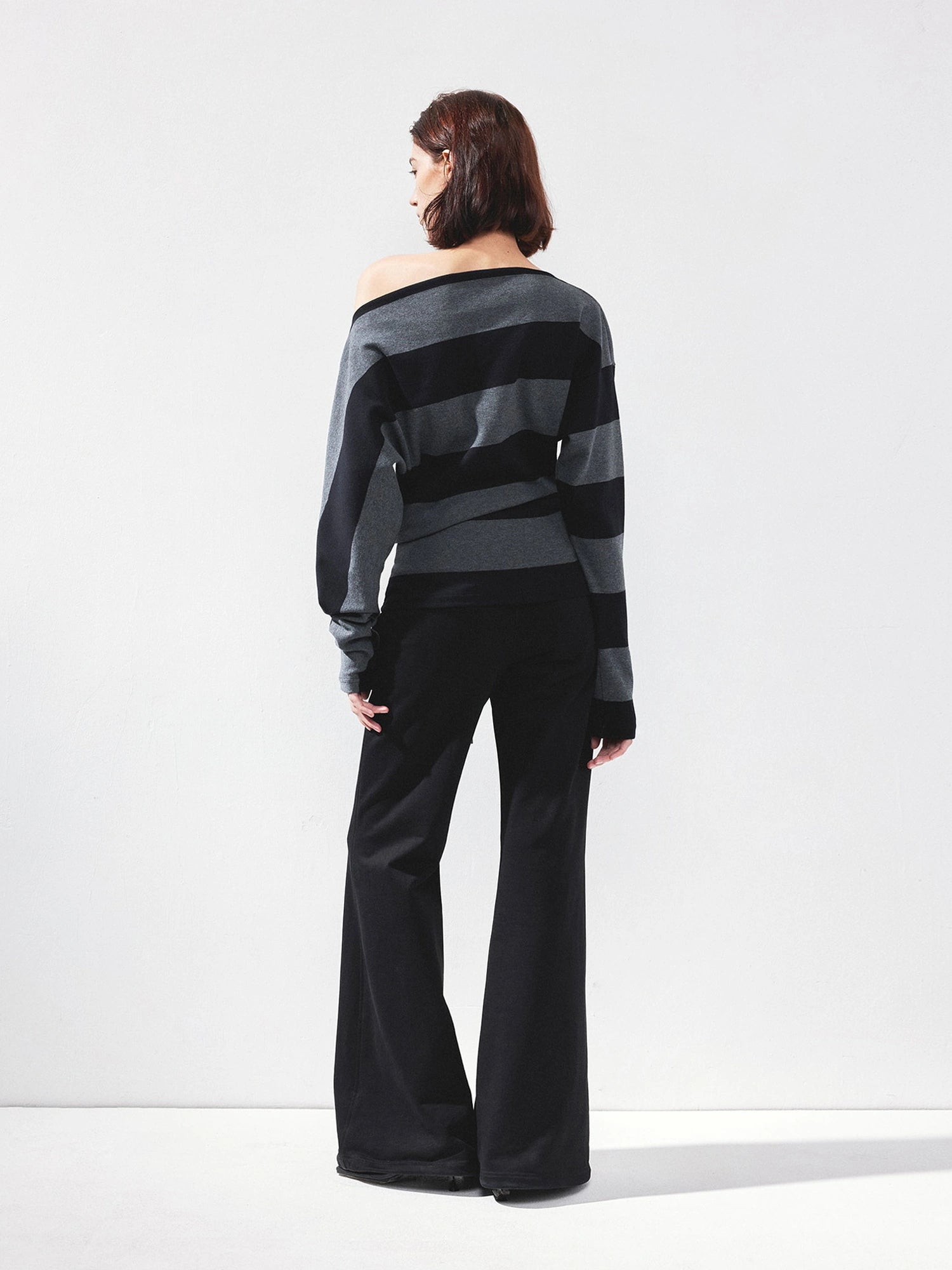 Asymmetric Striped Off Shoulder Top