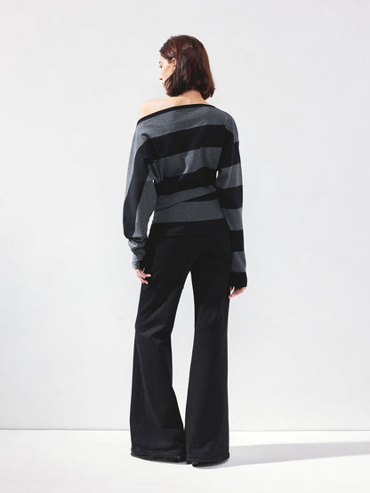 Asymmetric Striped Off Shoulder Top