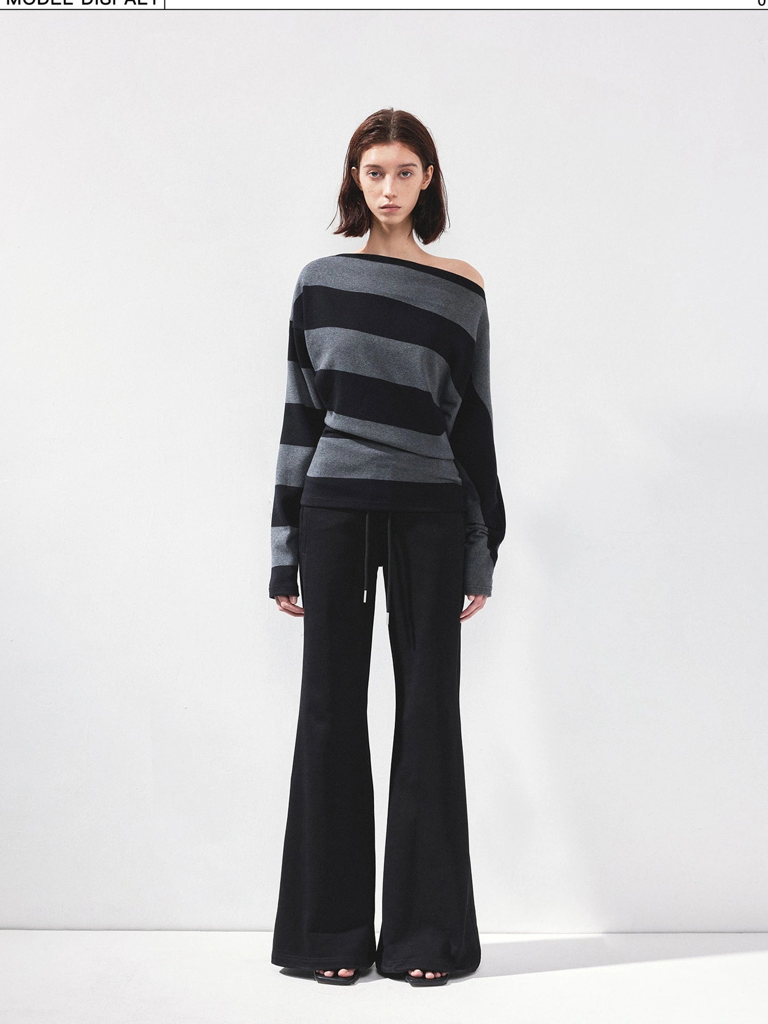 Asymmetric Striped Off Shoulder Top