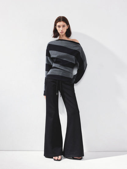 Asymmetric Striped Off Shoulder Top