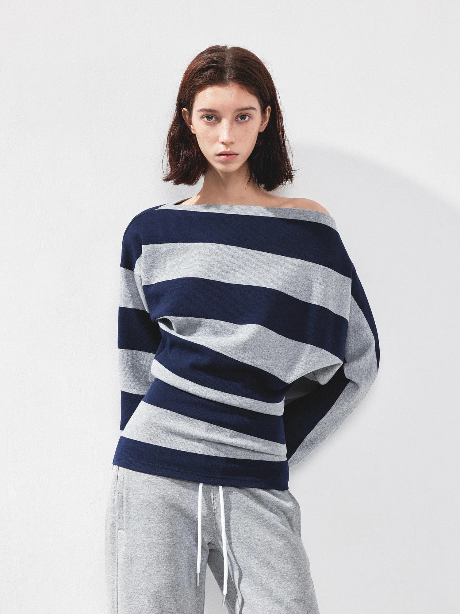 kvkv Asymmetrical Striped Cotton Modal Top
