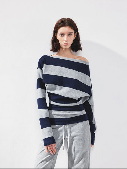 kvkv Asymmetrical Striped Cotton Modal Top