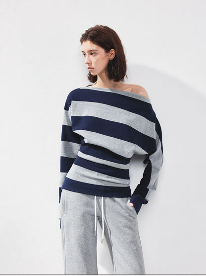 kvkv Asymmetrical Striped Cotton Modal Top