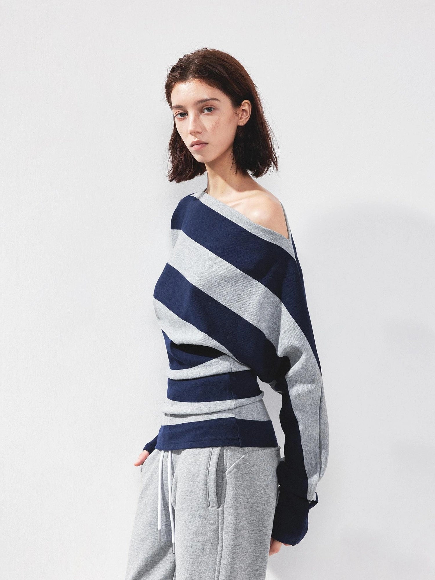 kvkv Asymmetrical Striped Cotton Modal Top