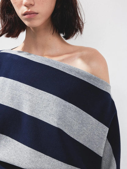 kvkv Asymmetrical Striped Cotton Modal Top