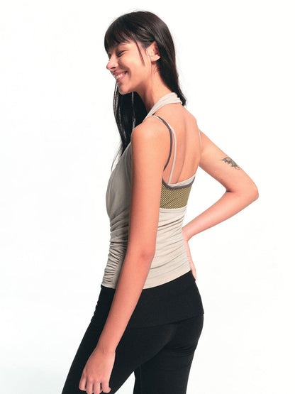 kvkv Beige Detachable Three Piece Striped Cowl Layered Women&