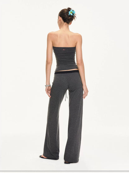 kvkv Black And Gray Striped Tube Top