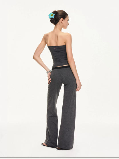 kvkv Black And Gray Striped Tube Top